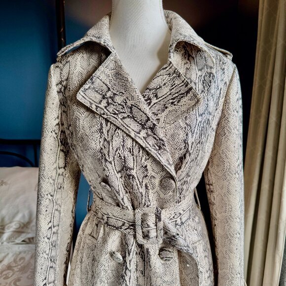 Avec Les Filles Snake Print Heavy Double Breasted Trench Coat NWOT - Picture 5 of 16
